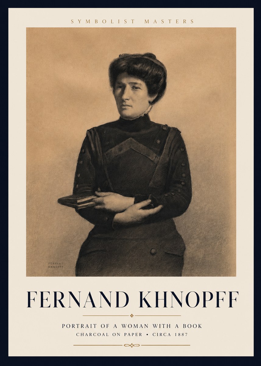 Fernand Khnopff Portrait of a Woman with a Book No3 - Póster