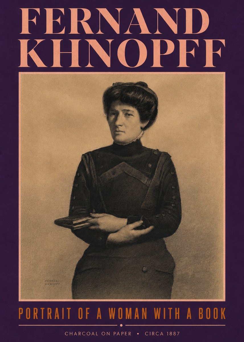 Fernand Khnopff Portrait of a Woman with a Book No4 - Póster