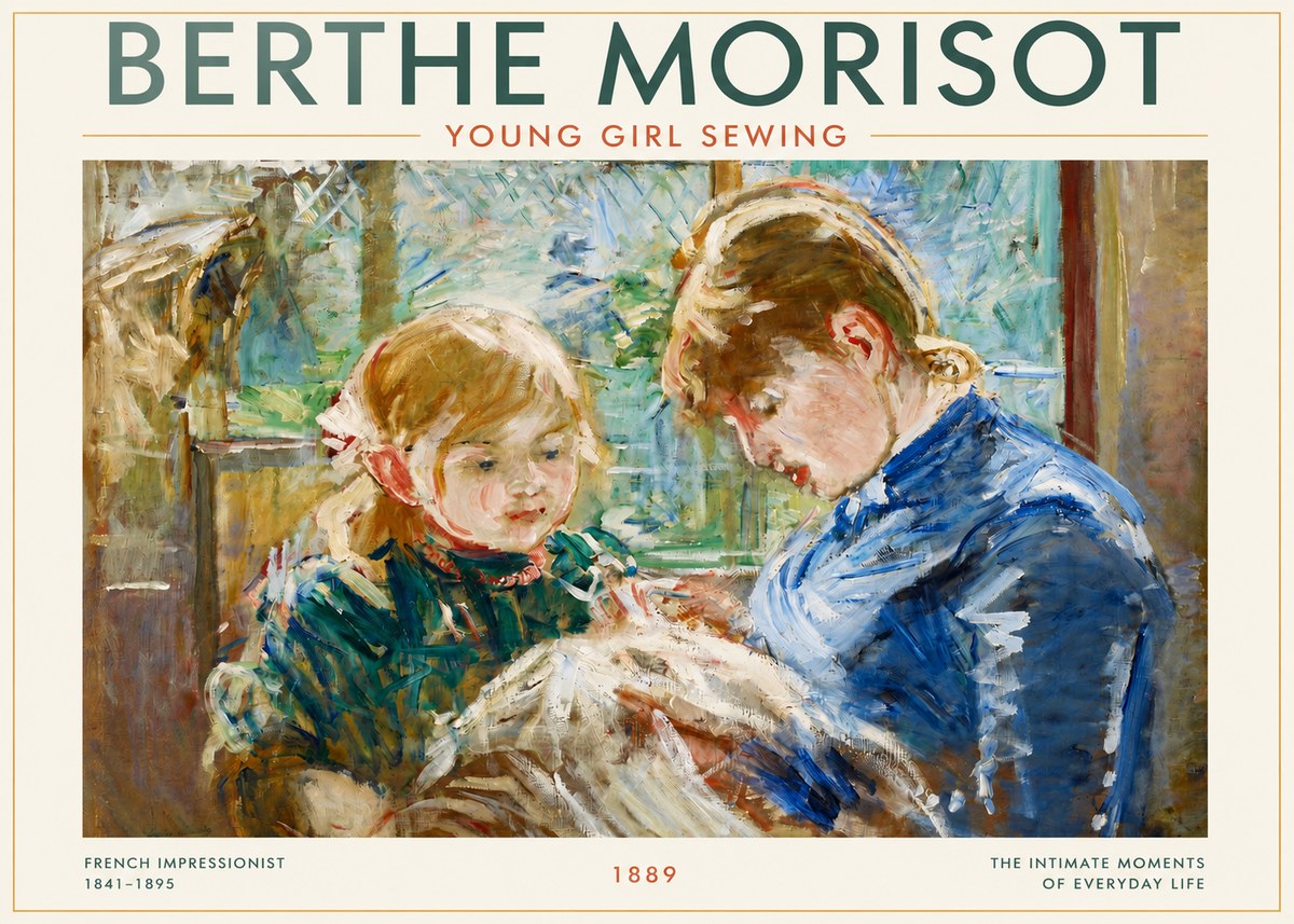 Berthe Morisot Young Girl Sewing No3 - Póster