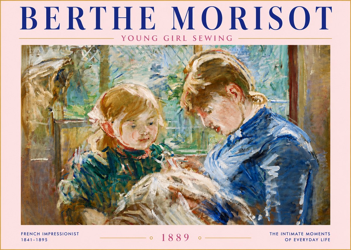 Berthe Morisot Young Girl Sewing No5 - Póster