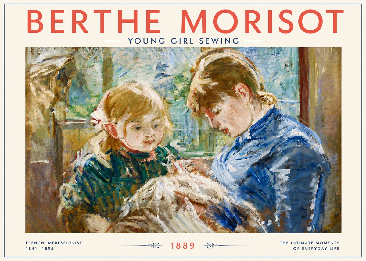 Berthe Morisot Young Girl Sewing No6 - Póster