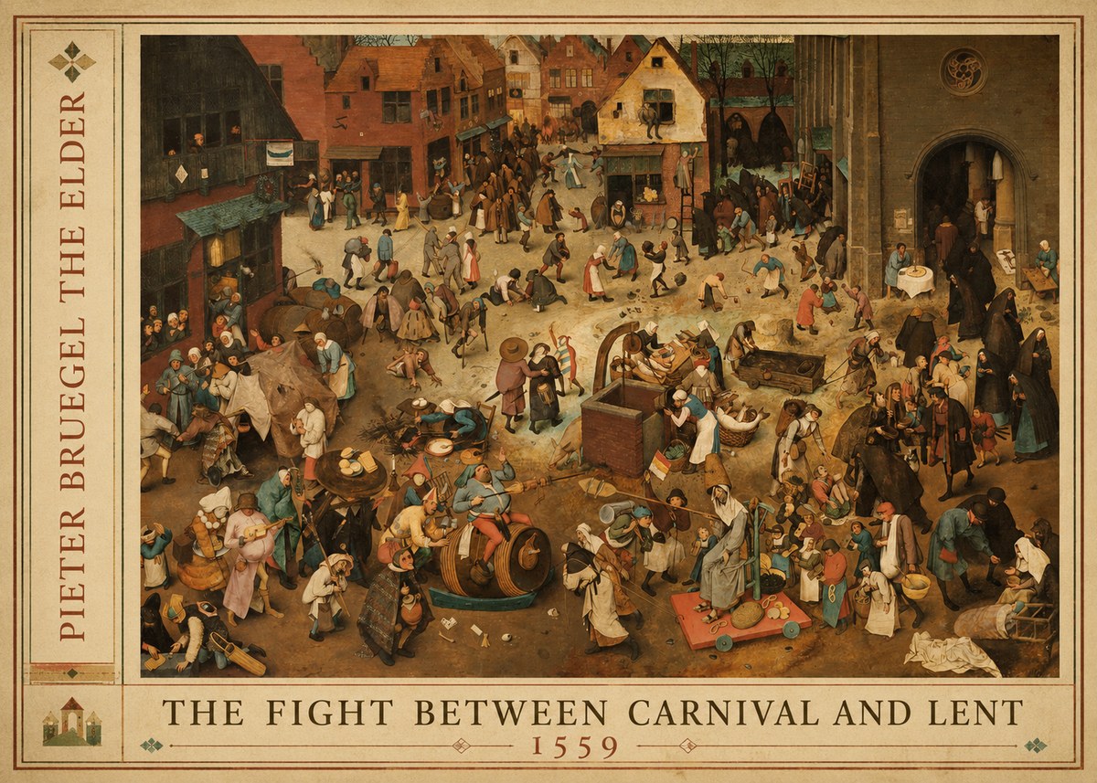 Pieter Bruegel The Fight Between Carnival and Lent III No2 - Póster