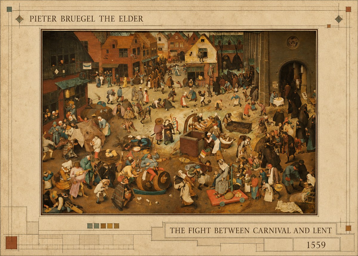 Pieter Bruegel The Fight Between Carnival and Lent III No4 - Póster
