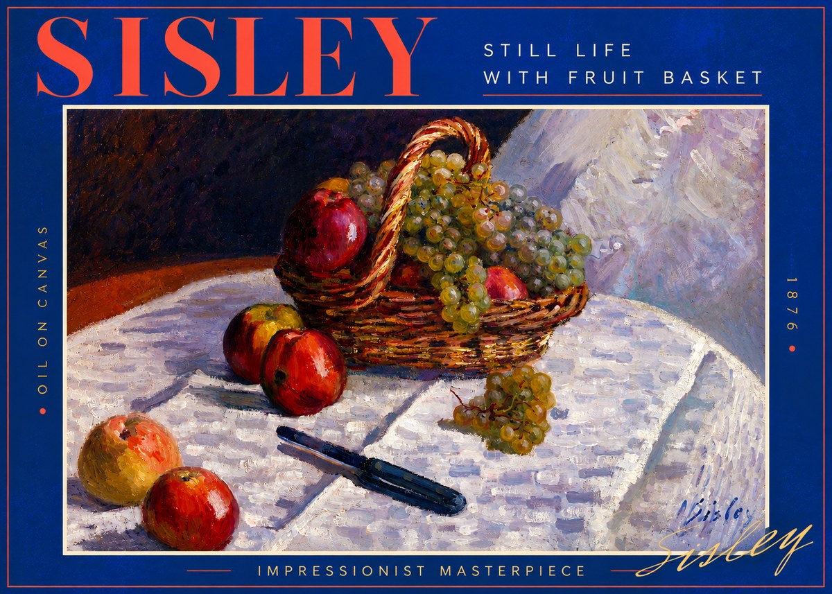 Sisley Still Life with Fruit Basket No3 - Póster