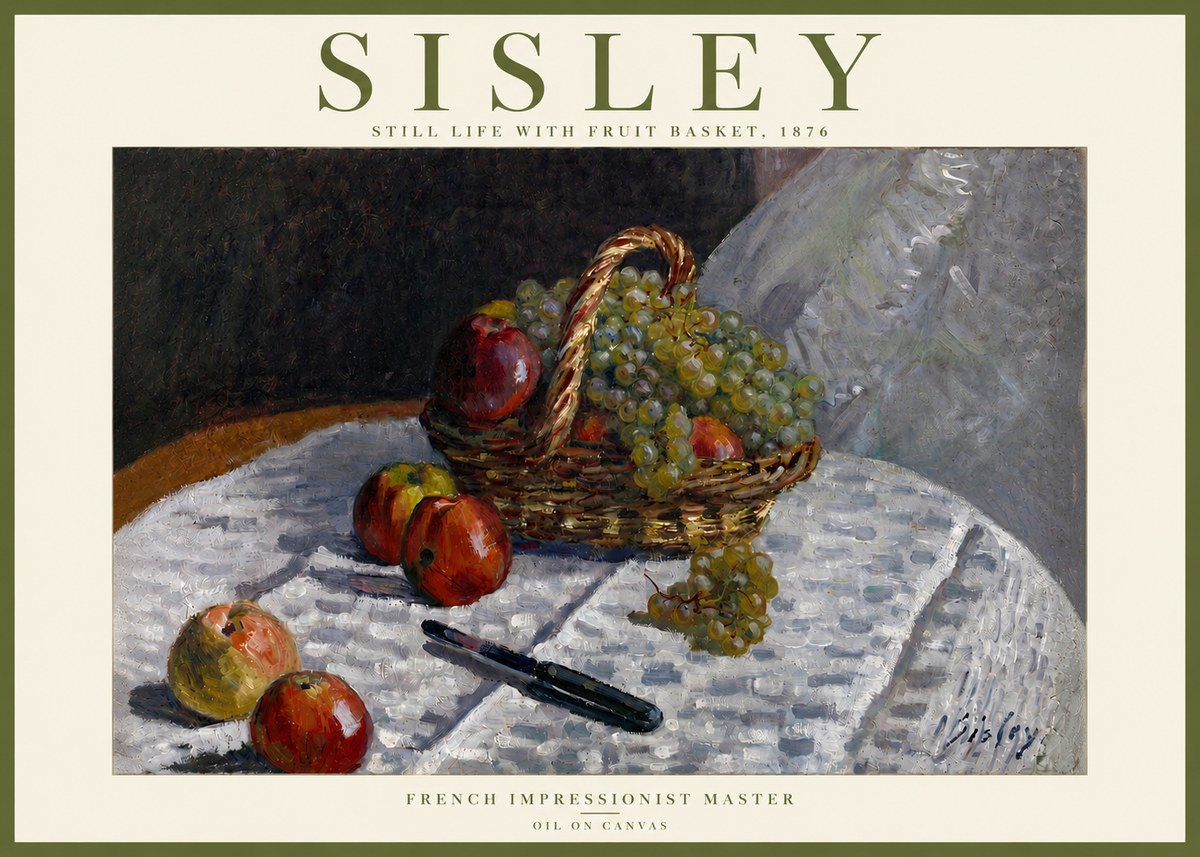 Sisley Still Life with Fruit Basket No4 - Póster