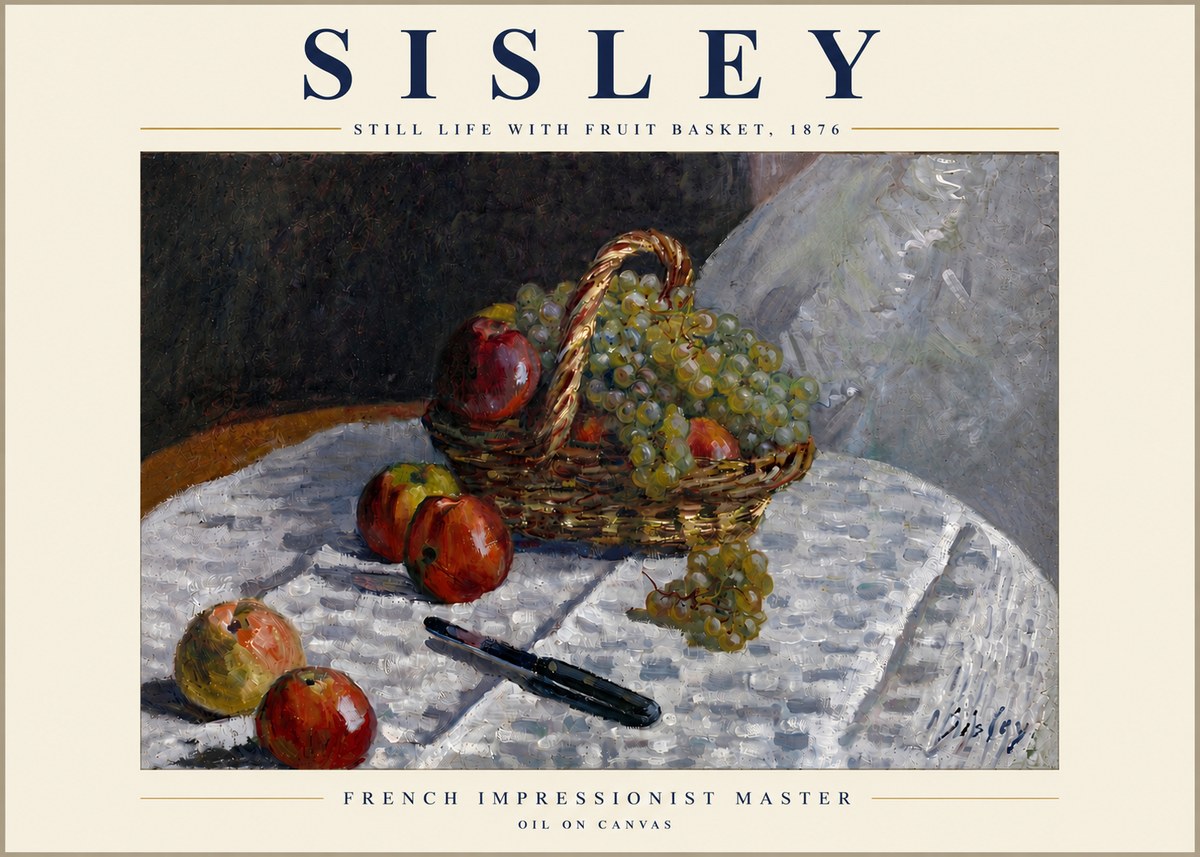 Sisley Still Life with Fruit Basket No5 - Póster