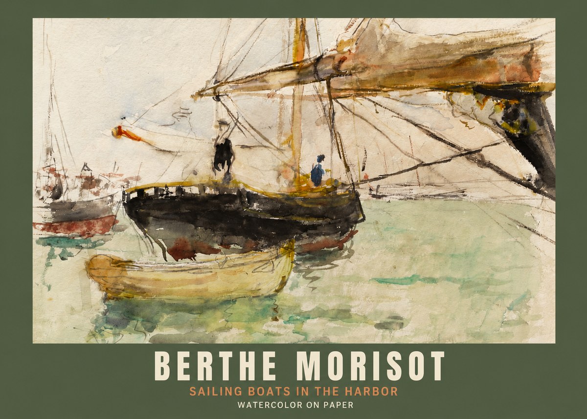Berthe Morisot Sailing Boats in the Harbor No2 - Póster