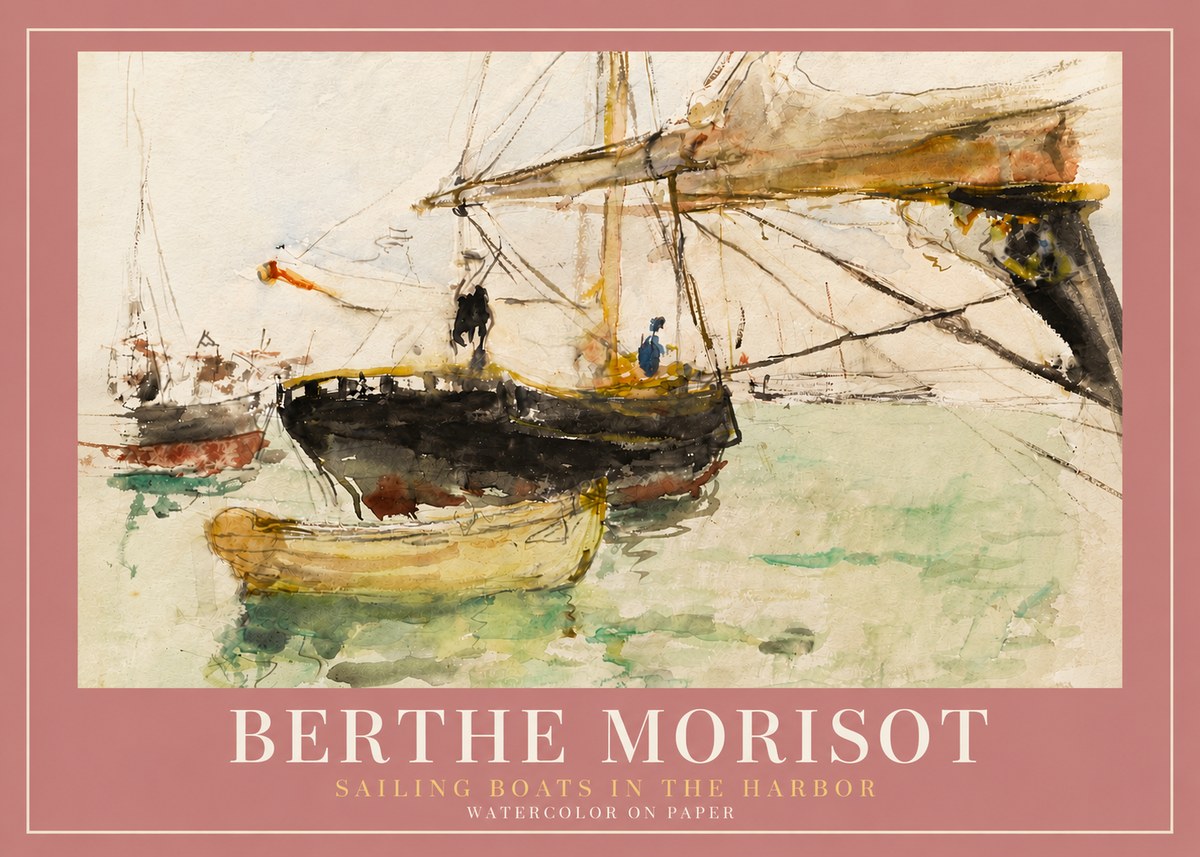 Berthe Morisot Sailing Boats in the Harbor No5 - Póster
