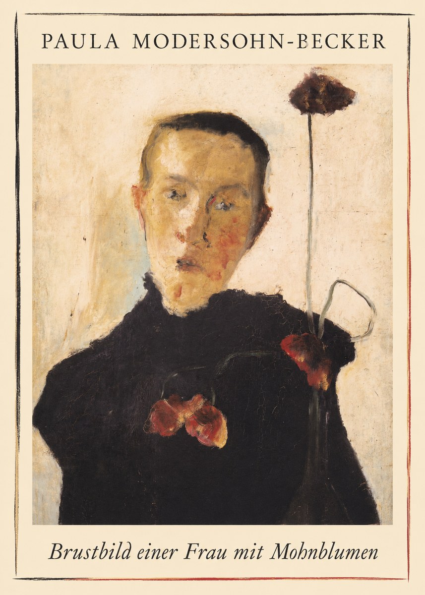 Paula Modersohn-Becker Brustbild Einer Frau Mit Mohnblumen No1 - Póster