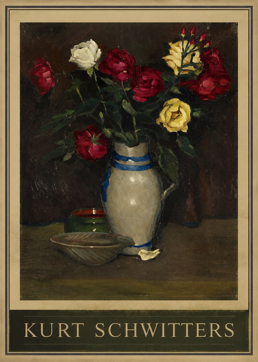 Kurt Schwitters Still Life with Roses No1 - Póster