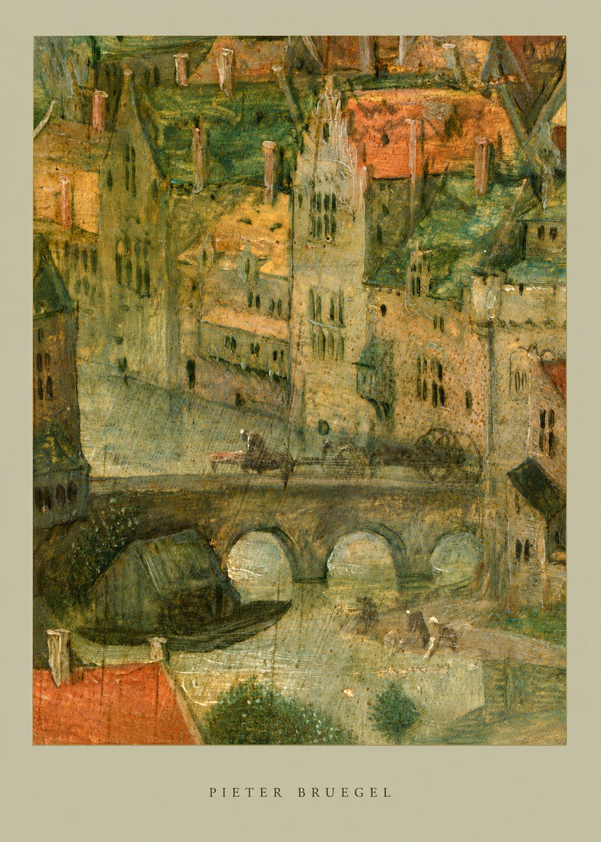 Pieter Bruegel Cityscape with Bridge No6 - Póster