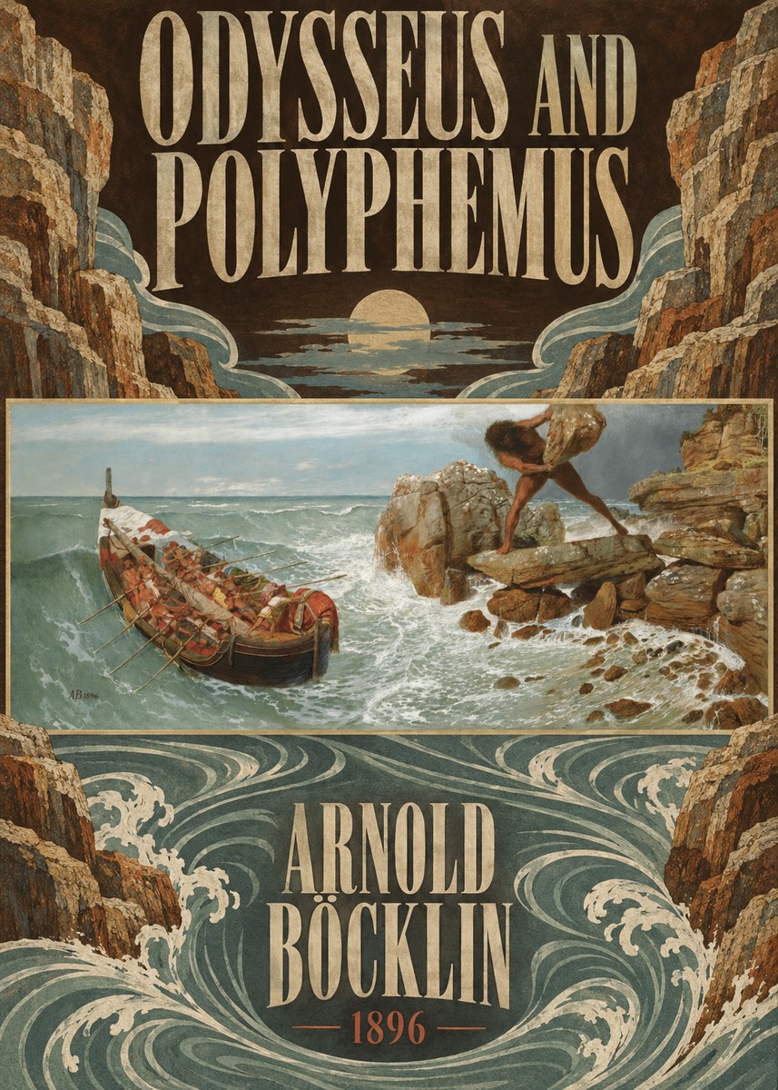 Arnold Böcklin Odysseus and Polyphemus No6 - Póster