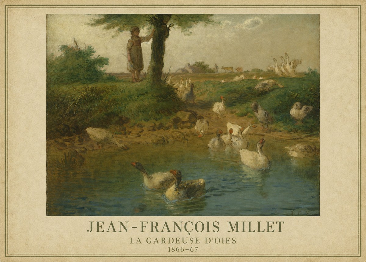 Jean-François Millet La Gardeuse D'oies No1 - Póster