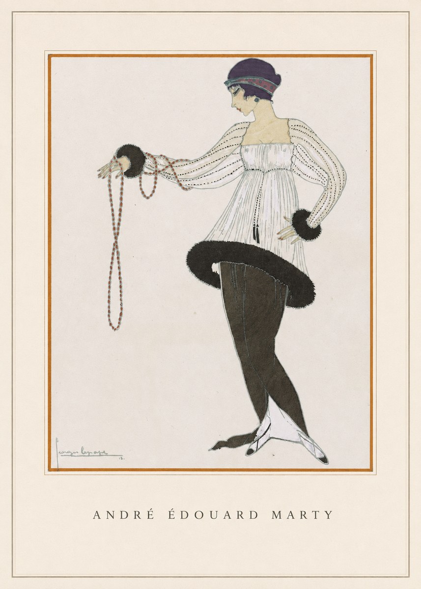 André Édouard Marty Elegant Woman with Pearl Necklace No4 - Póster