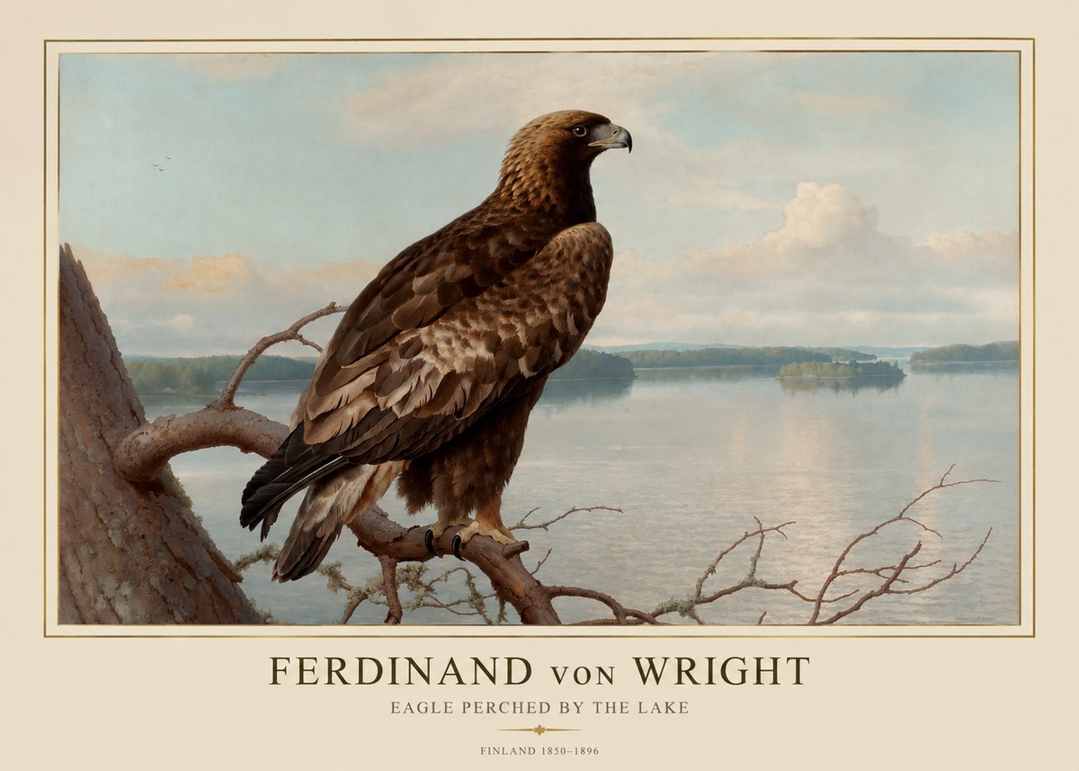 Ferdinand von Wright Eagle Perched by the Lake No1 - Póster