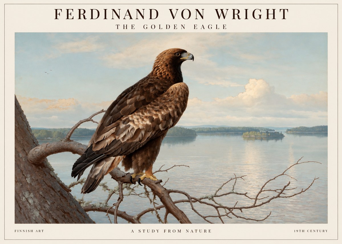Ferdinand von Wright Eagle Perched by the Lake No2 - Póster
