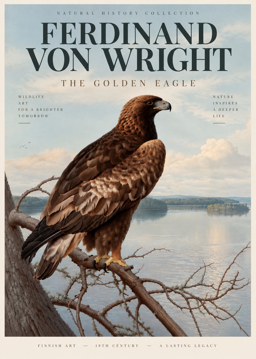Ferdinand von Wright Eagle Perched by the Lake No6 - Póster