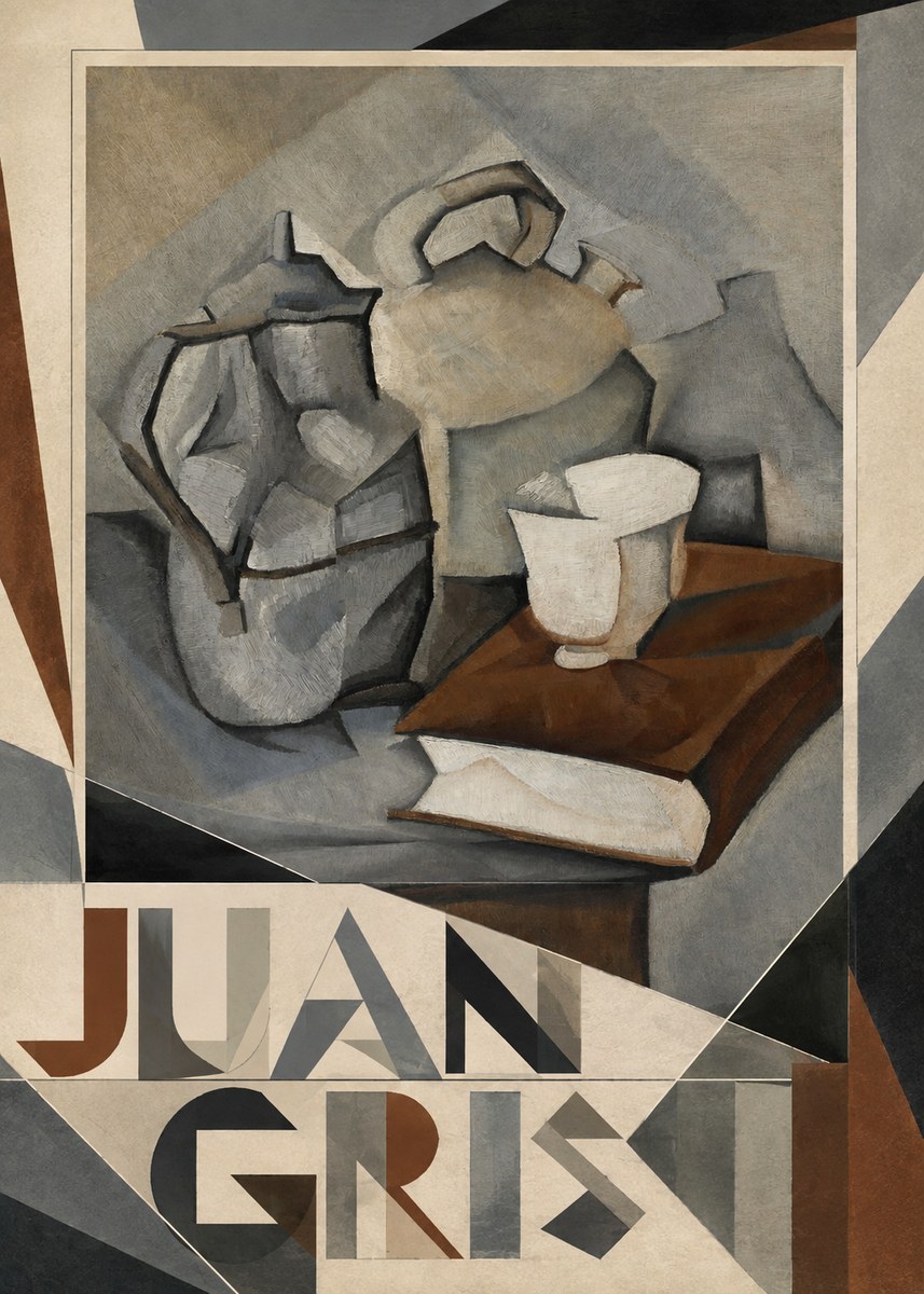Juan Gris Still Life with Book and Vessels No4 - Póster