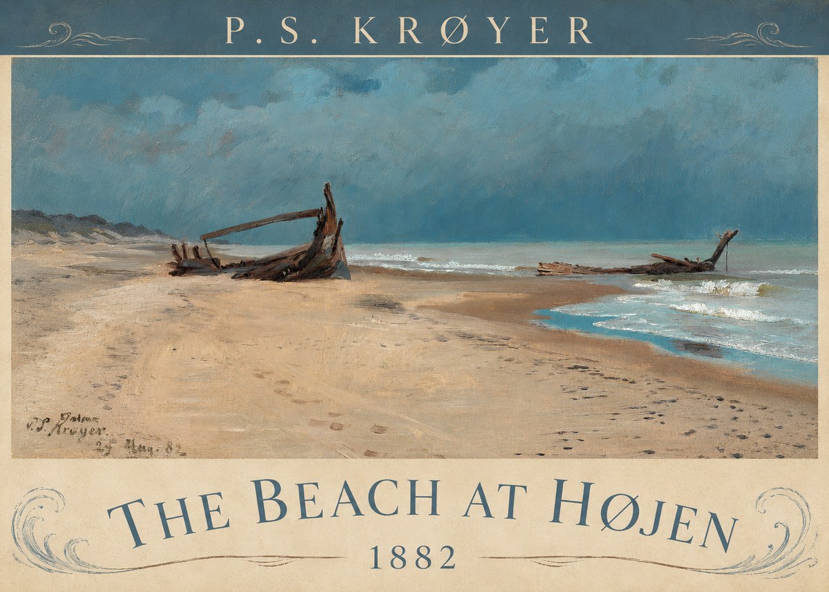 P.S. Krøyer The Beach at Højen No4 - Póster