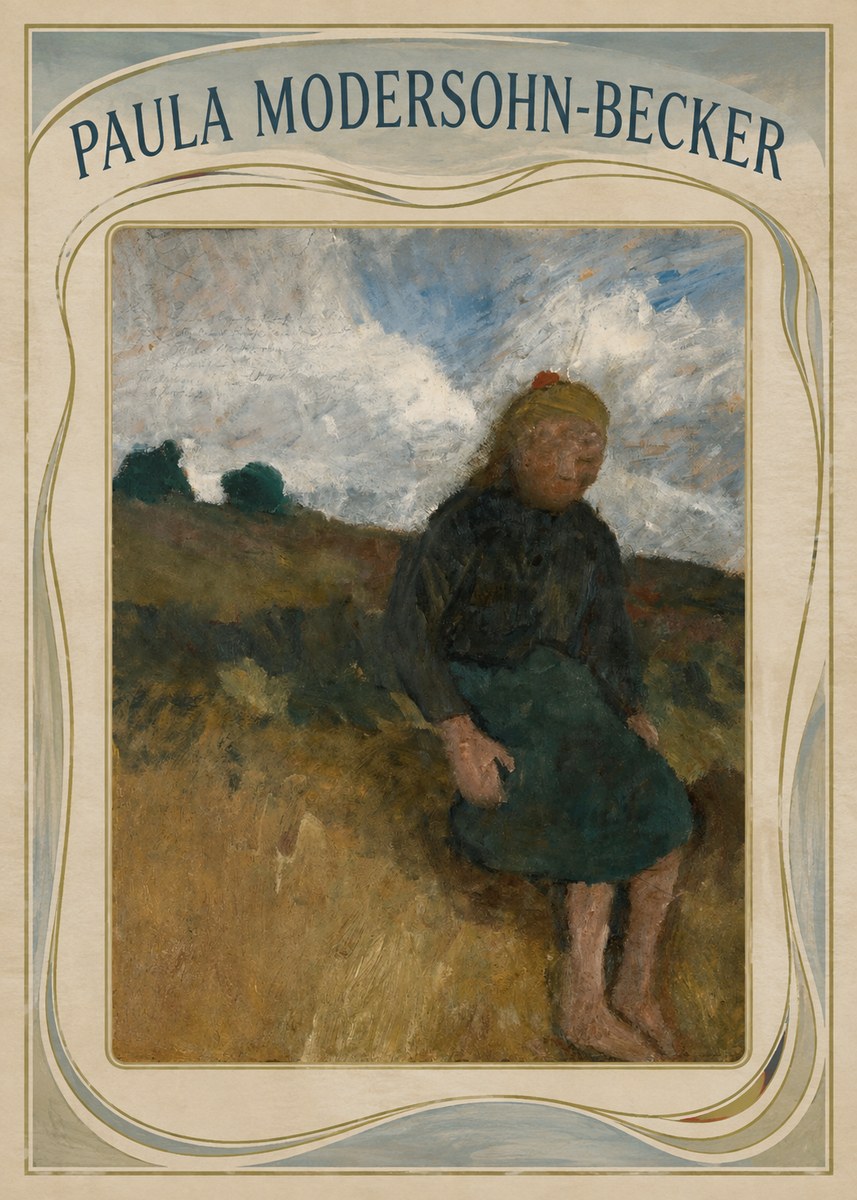 Paula Modersohn-Becker Seated Girl in the Moor No4 - Póster