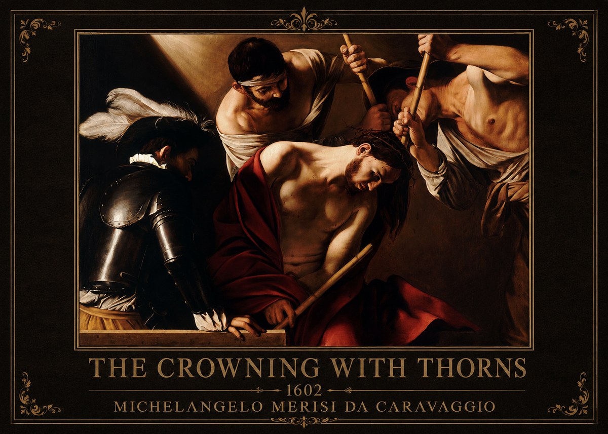 Michelangelo Merisi da Caravaggio The Crowning with Thorns II No1 - Póster