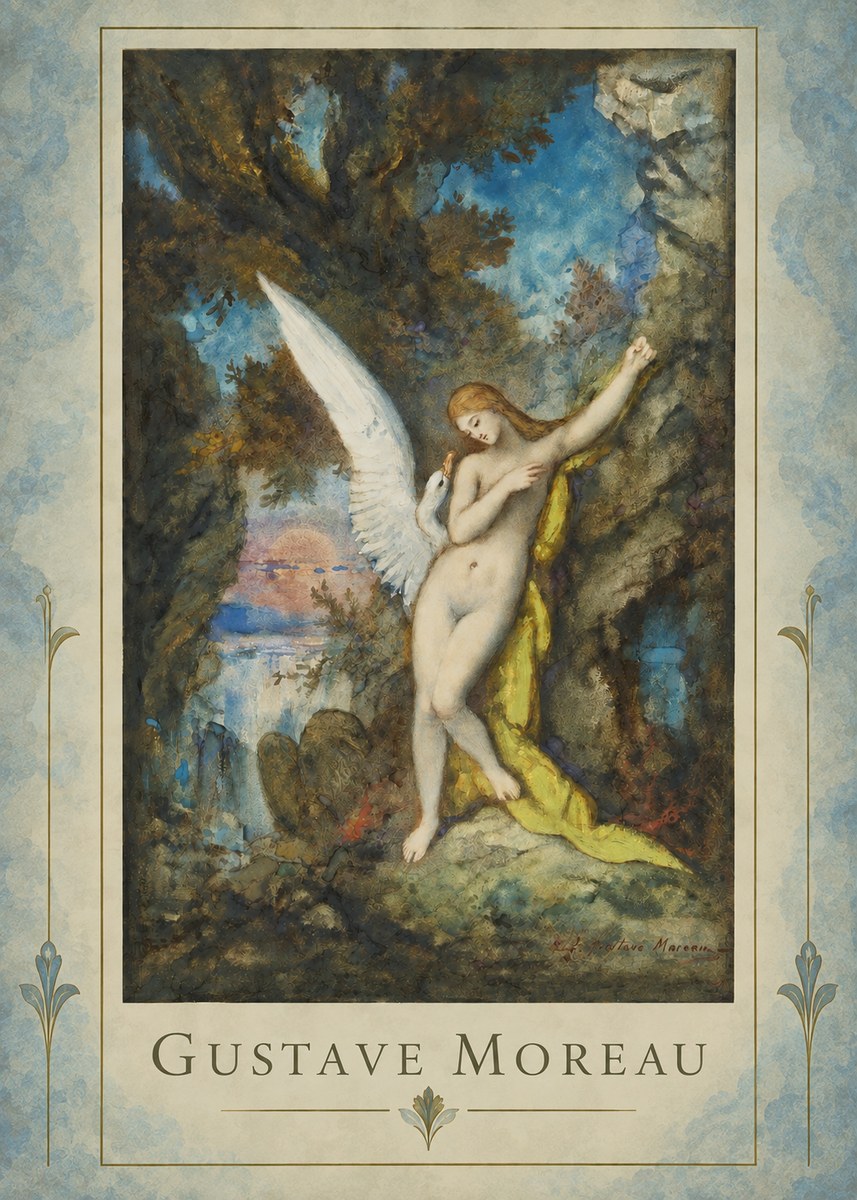 Gustave Moreau Leda and the Swan No4 - Póster