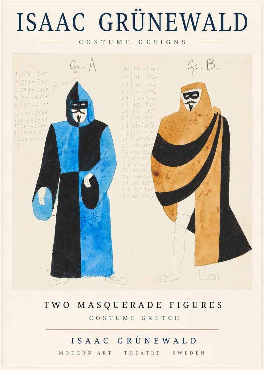 Isaac Grünewald Two Masquerade Figures - Costume Sketch No1 - Póster