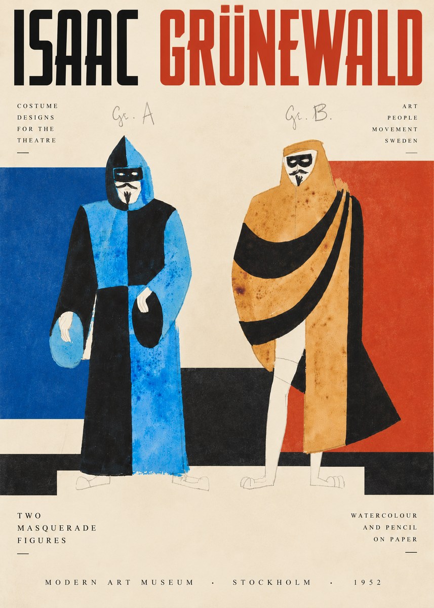 Isaac Grünewald Two Masquerade Figures - Costume Sketch No3 - Póster