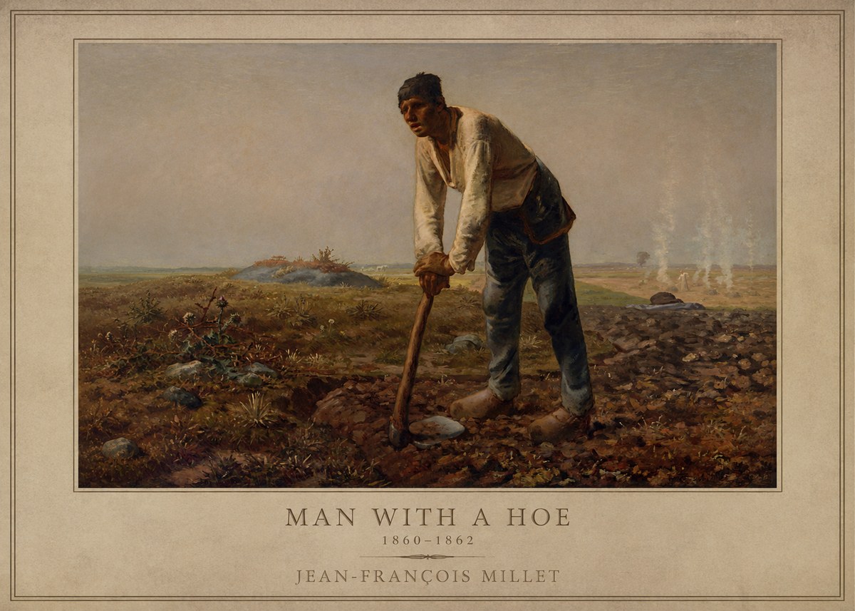Jean-François Millet Man with a Hoe No1 - Póster