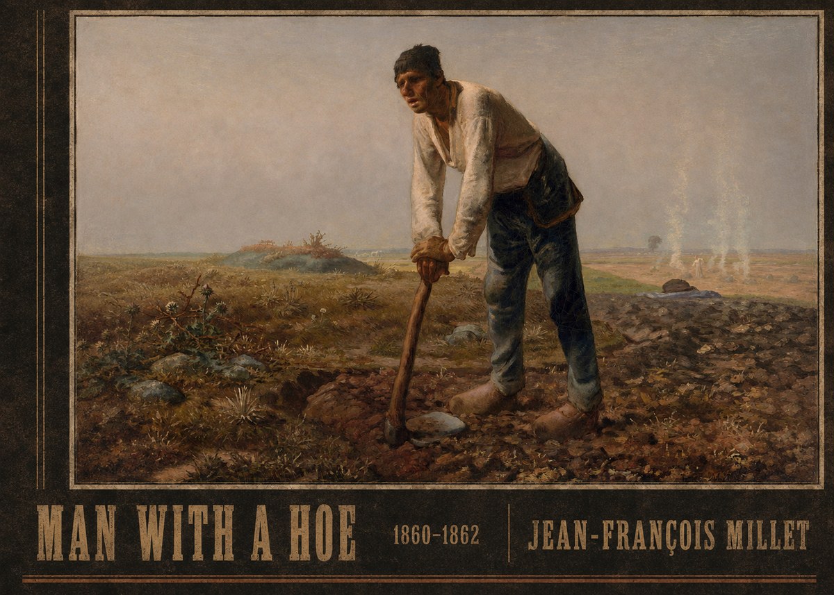 Jean-François Millet Man with a Hoe No3 - Póster
