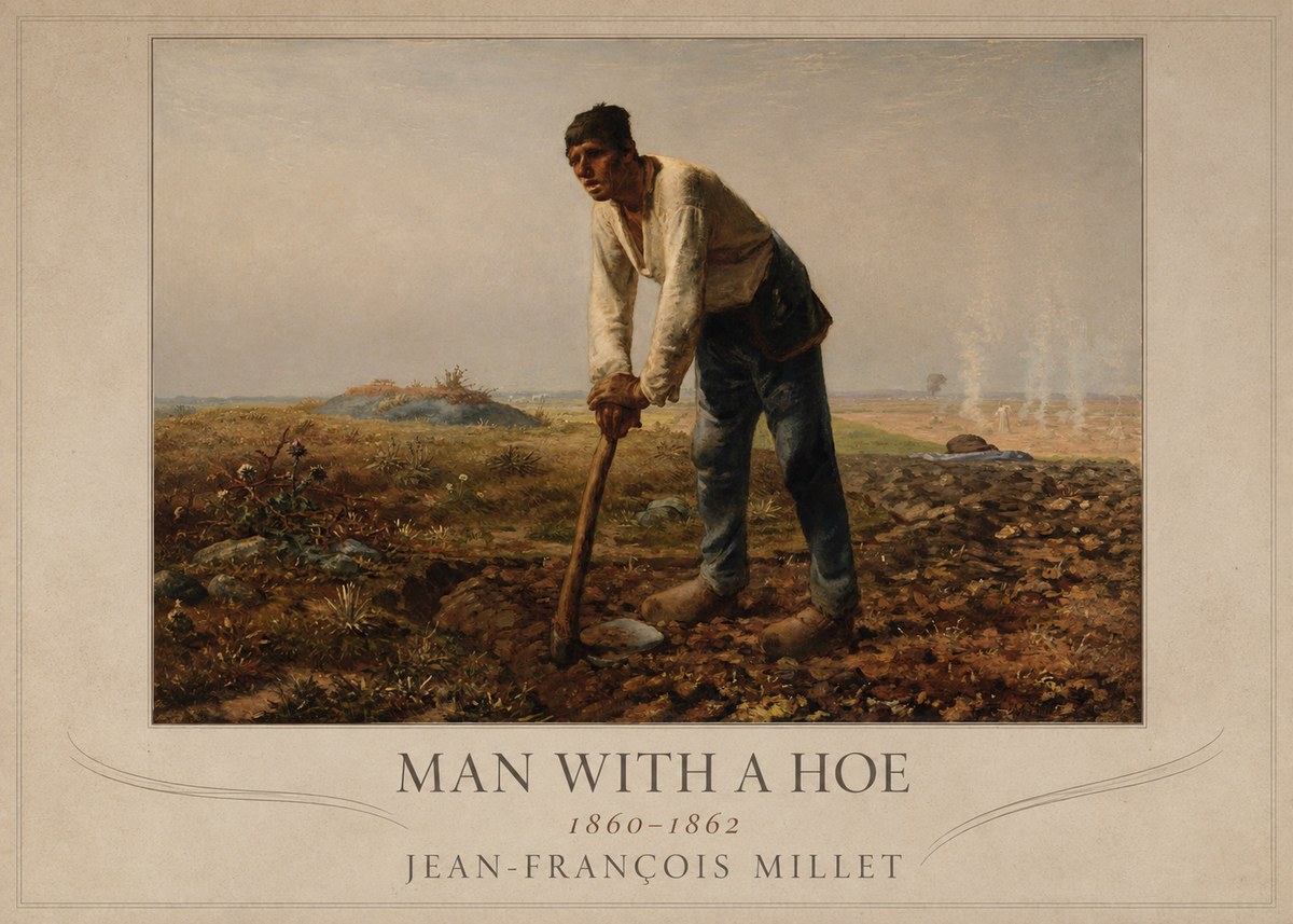 Jean-François Millet Man with a Hoe No4 - Póster