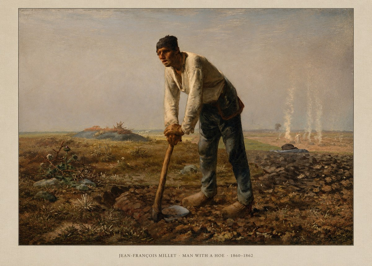 Jean-François Millet Man with a Hoe No6 - Póster