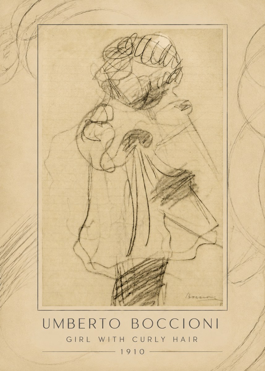 Umberto Boccioni Girl with Curly Hair No1 - Póster