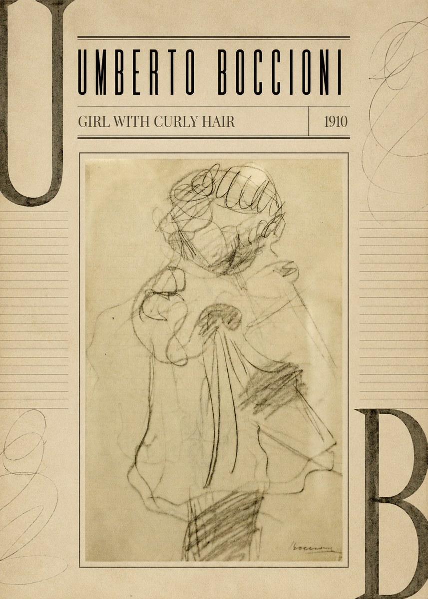 Umberto Boccioni Girl with Curly Hair No3 - Póster