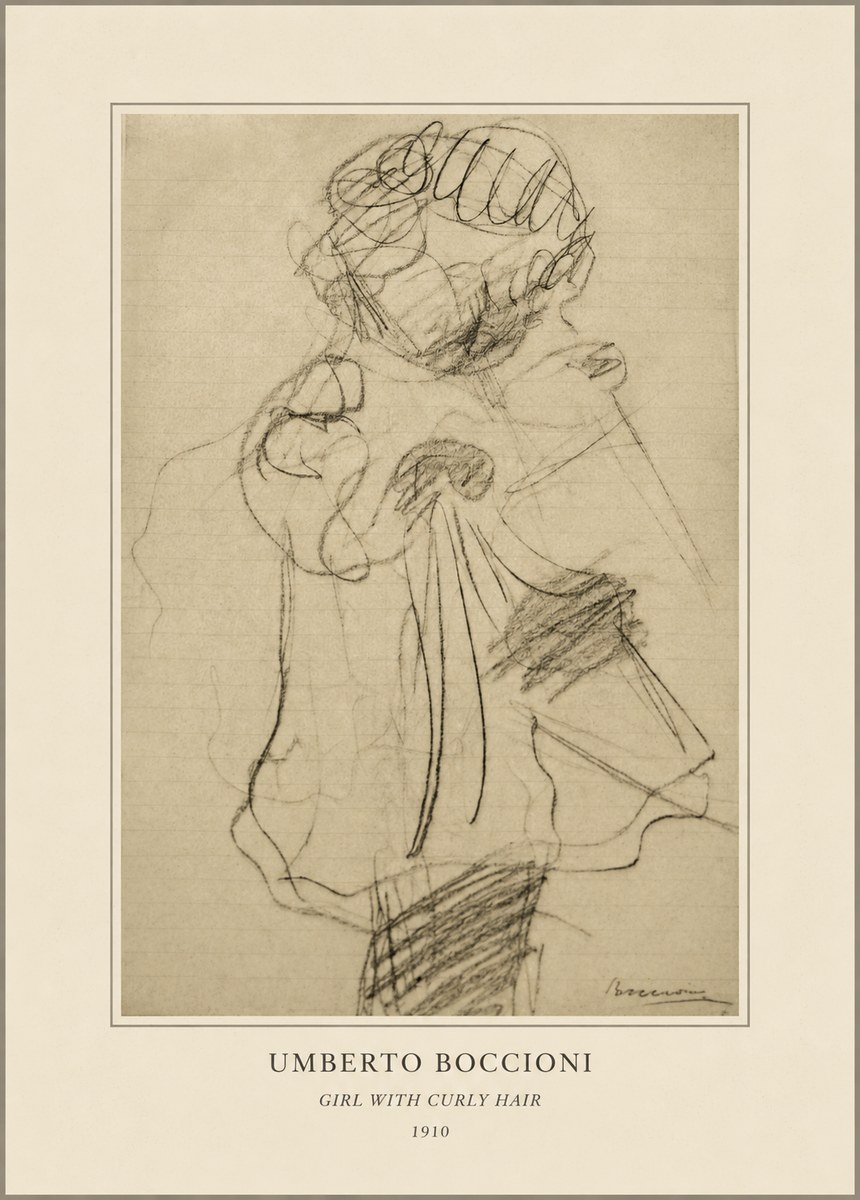 Umberto Boccioni Girl with Curly Hair No4 - Póster