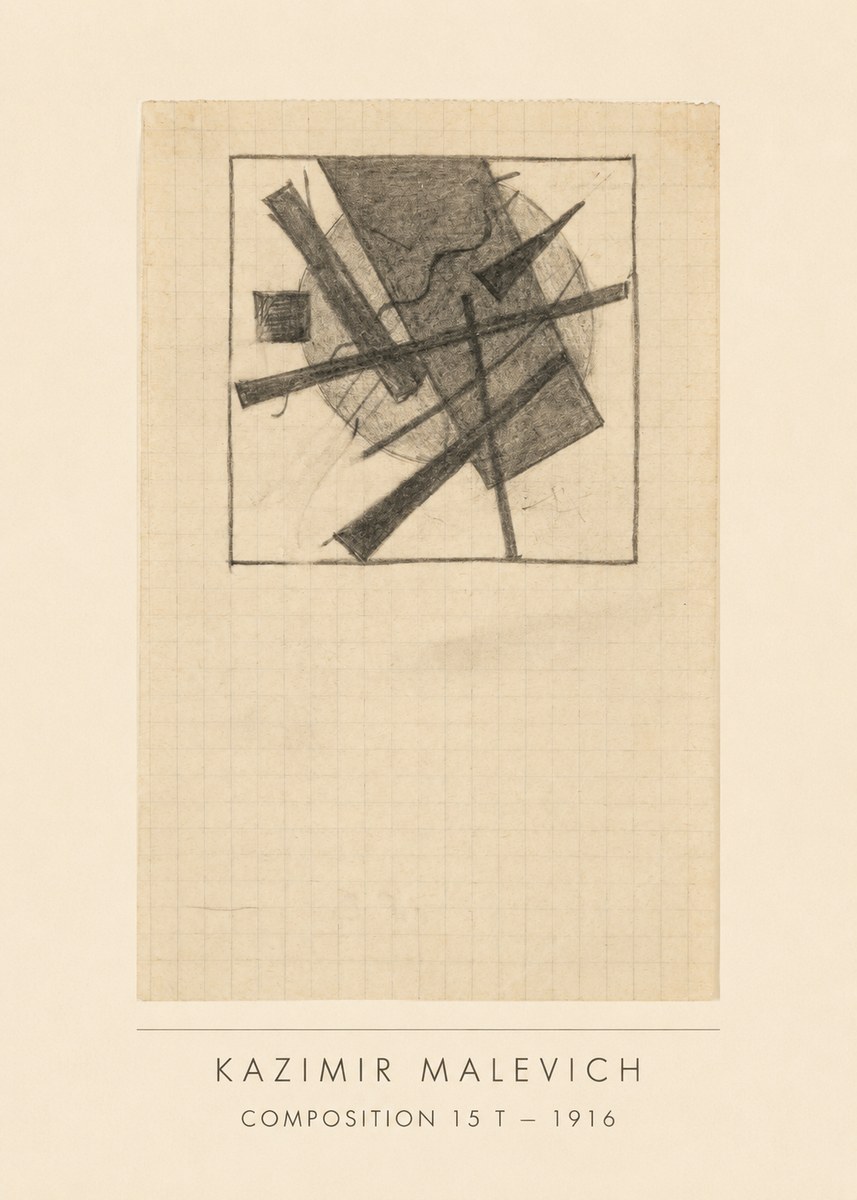 Kazimir Malevich Composition 15 T - 1916 No3 - Póster