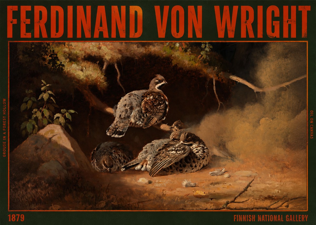 Ferdinand von Wright Grouse in a Forest Hollow No2 - Póster