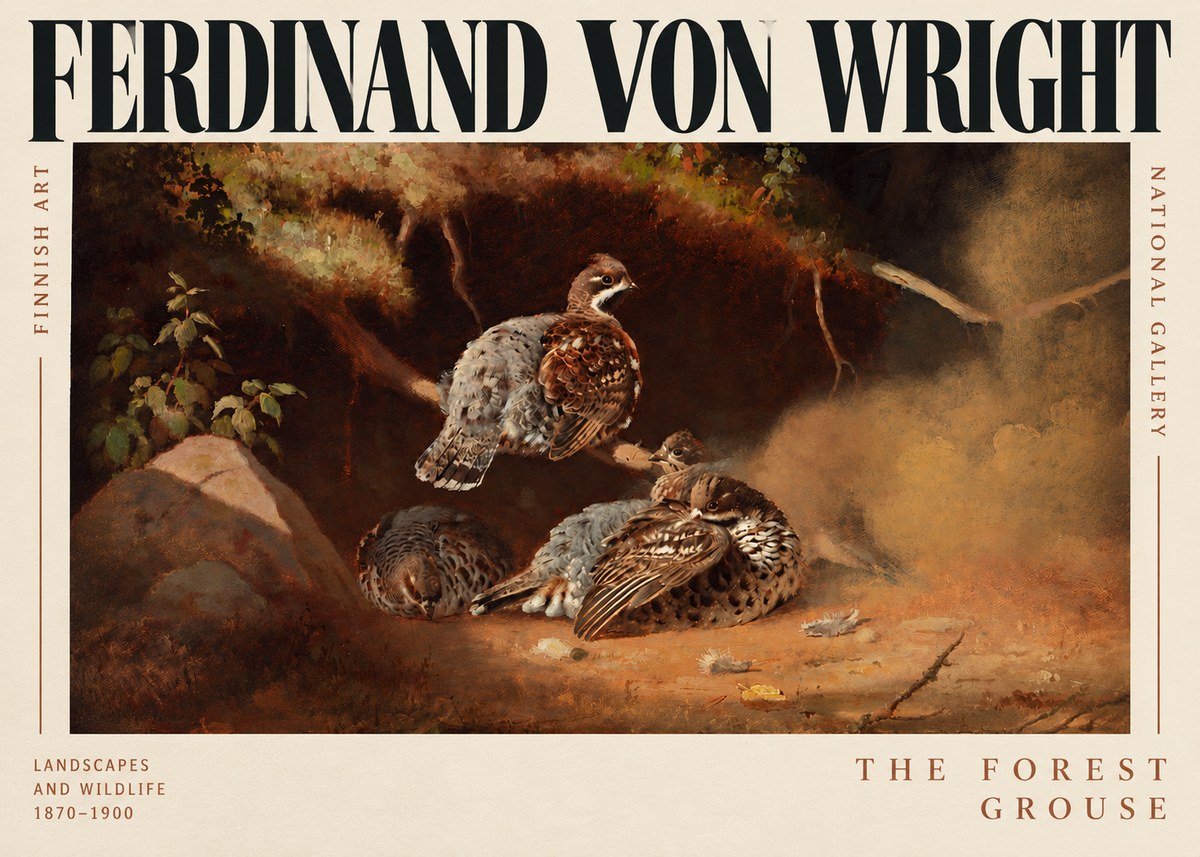Ferdinand von Wright Grouse in a Forest Hollow No3 - Póster