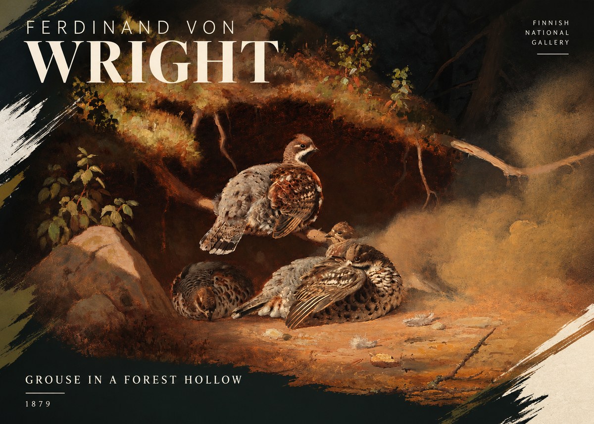 Ferdinand von Wright Grouse in a Forest Hollow No4 - Póster