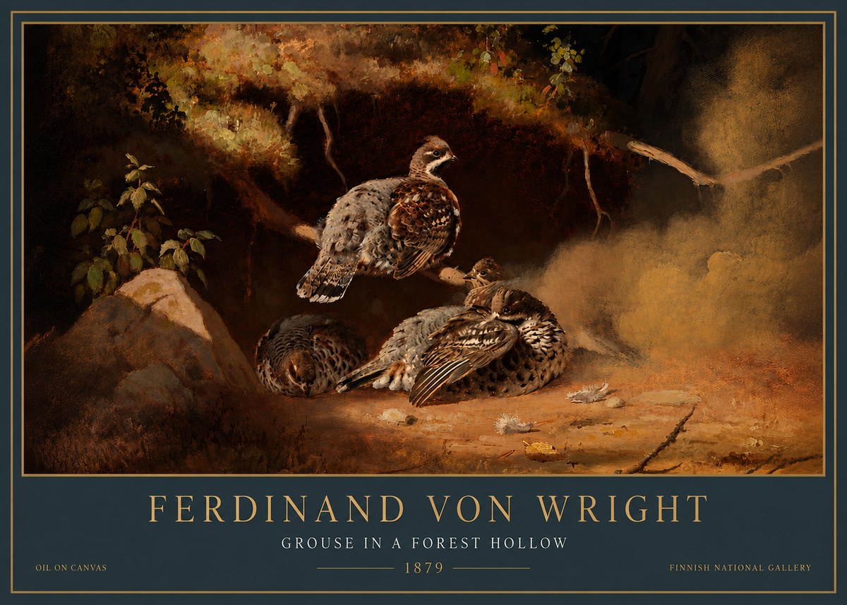 Ferdinand von Wright Grouse in a Forest Hollow No5 - Póster
