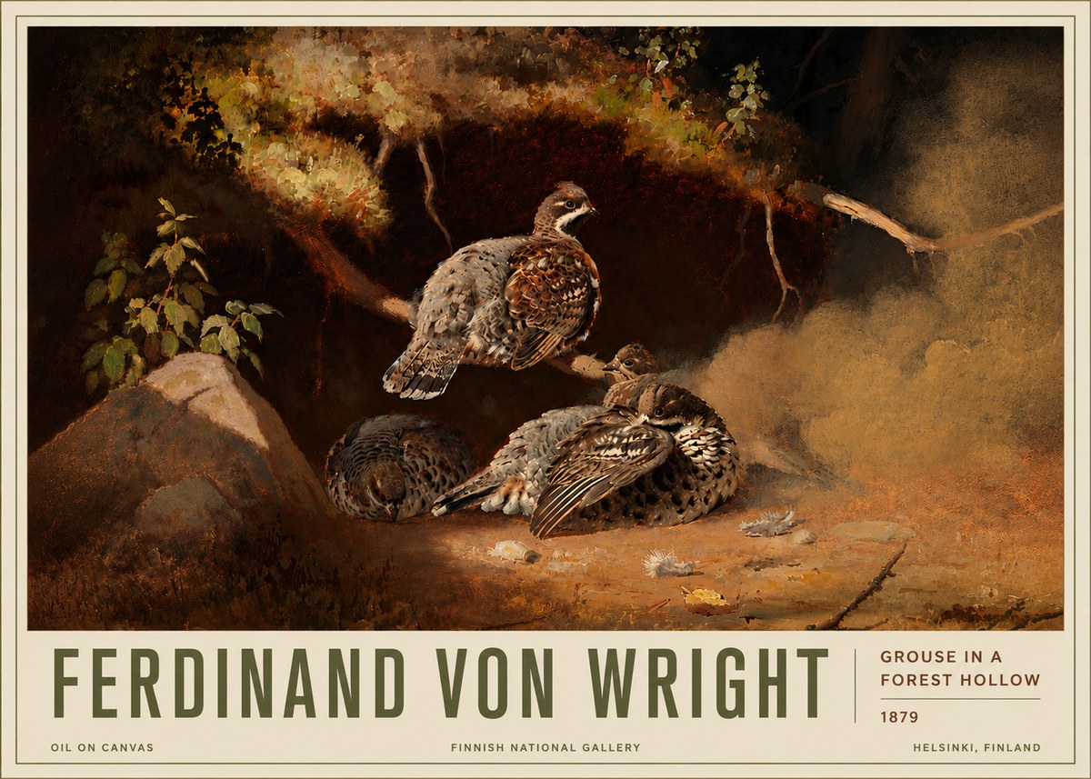 Ferdinand von Wright Grouse in a Forest Hollow No6 - Póster