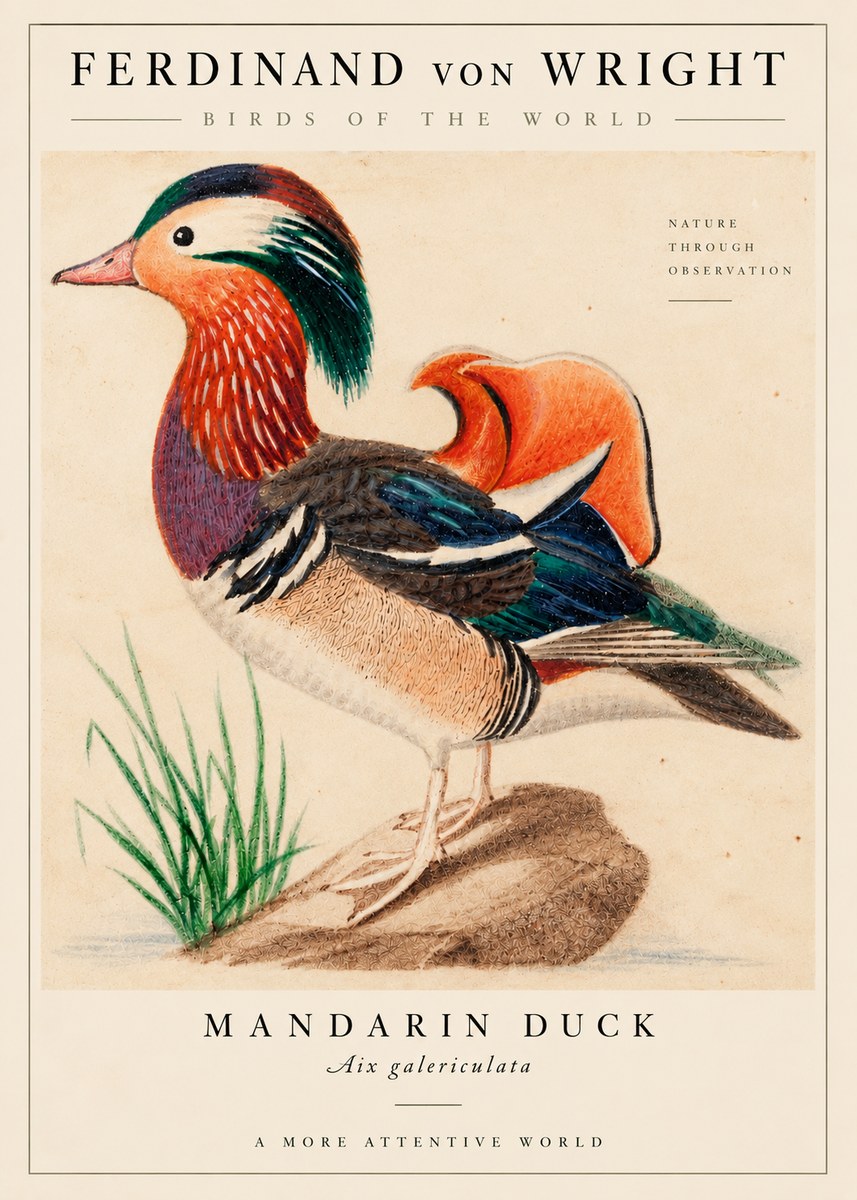 Ferdinand von Wright Mandarin Duck No6 - Póster