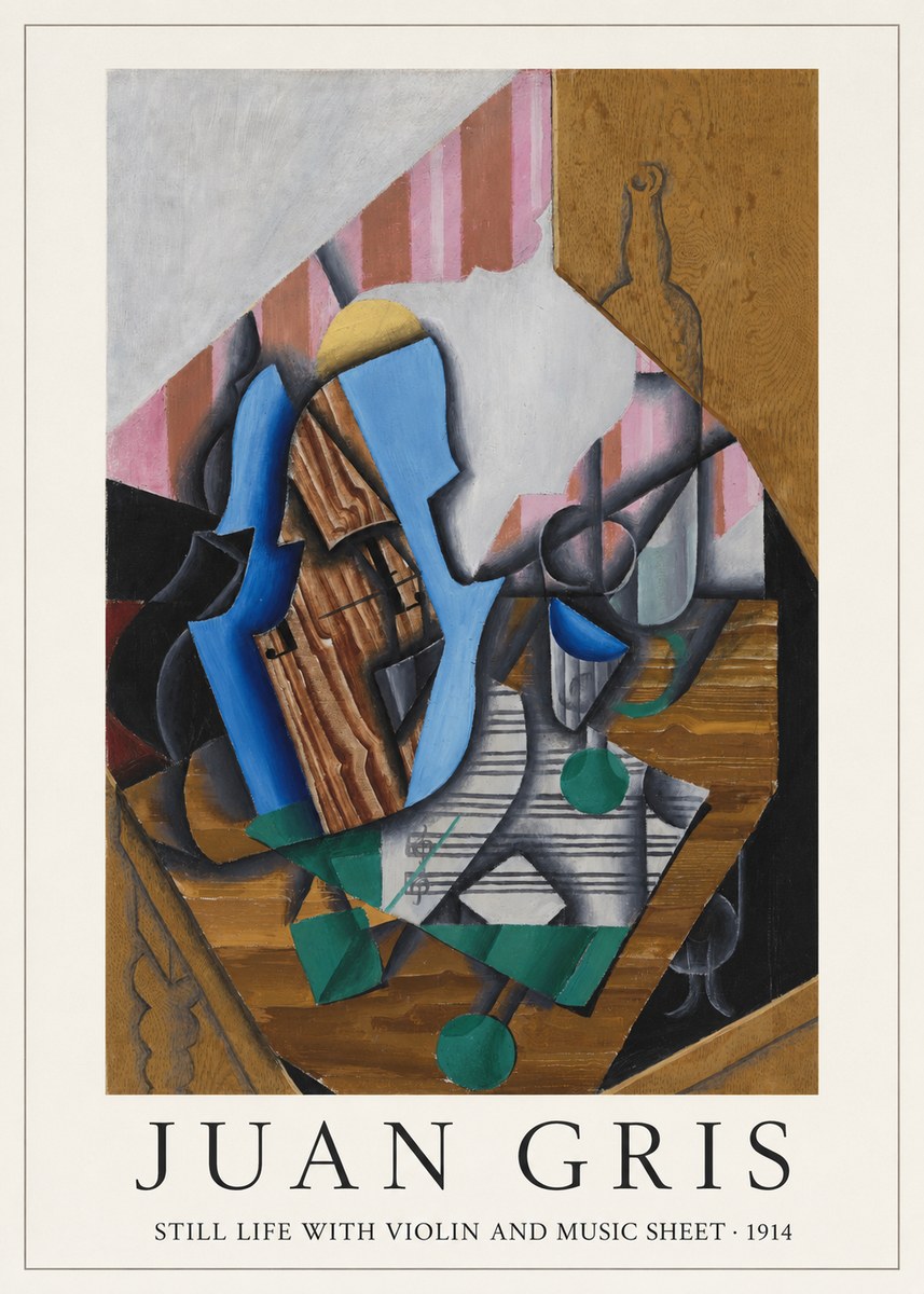 Juan Gris Still Life with Violin and Music Sheet No3 - Póster