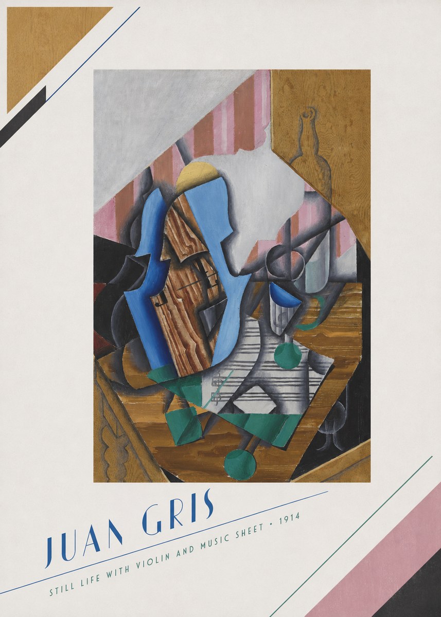 Juan Gris Still Life with Violin and Music Sheet No5 - Póster