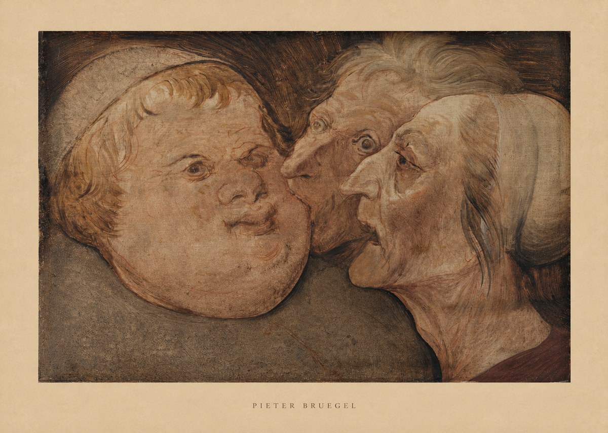 Pieter Bruegel Three Grotesque Heads No5 - Póster