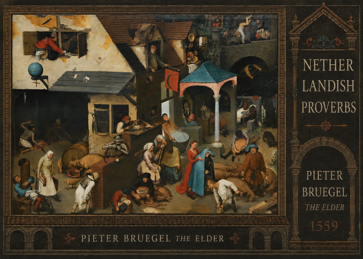 Pieter Bruegel Netherlandish Proverbs VII No4 - Póster