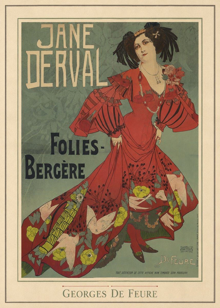 Georges de Feure Jane Derval - Folies-bergère II No3 - Póster