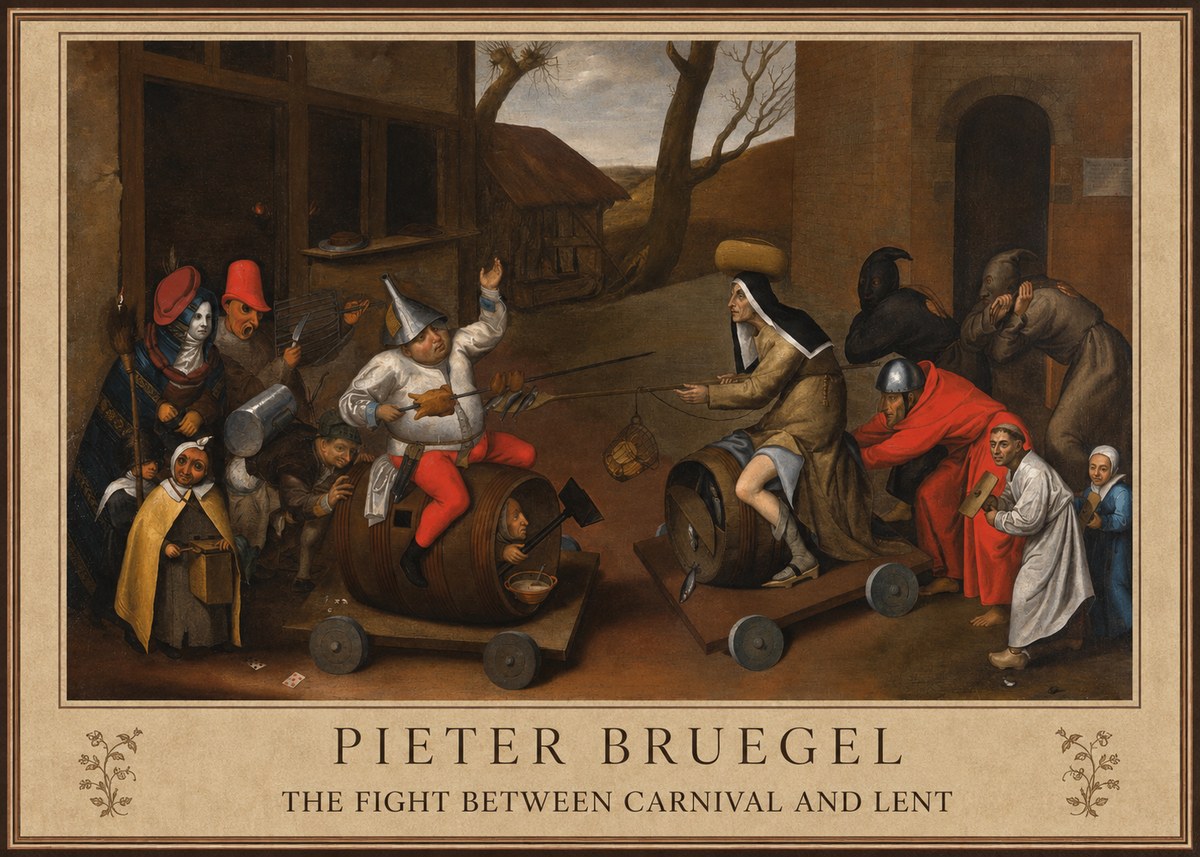 Pieter Bruegel The Fight Between Carnival and Lent IV No1 - Póster