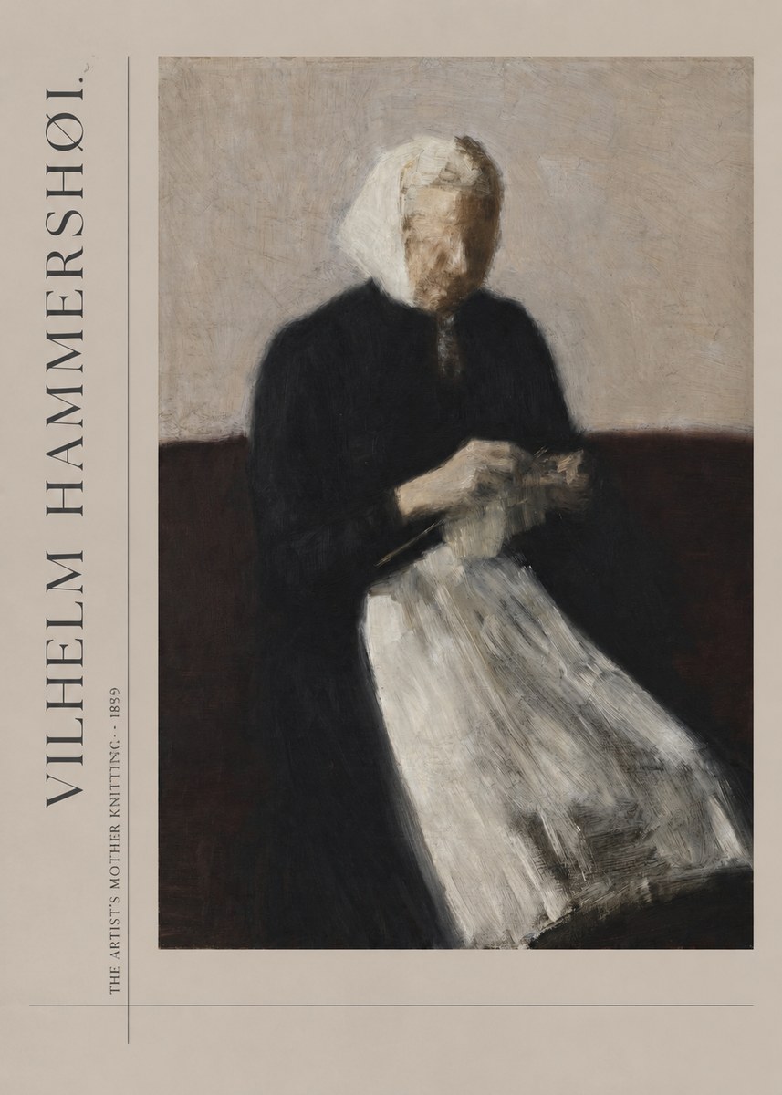 Vilhelm Hammershøi The Artist's Mother Knitting No2 - Póster