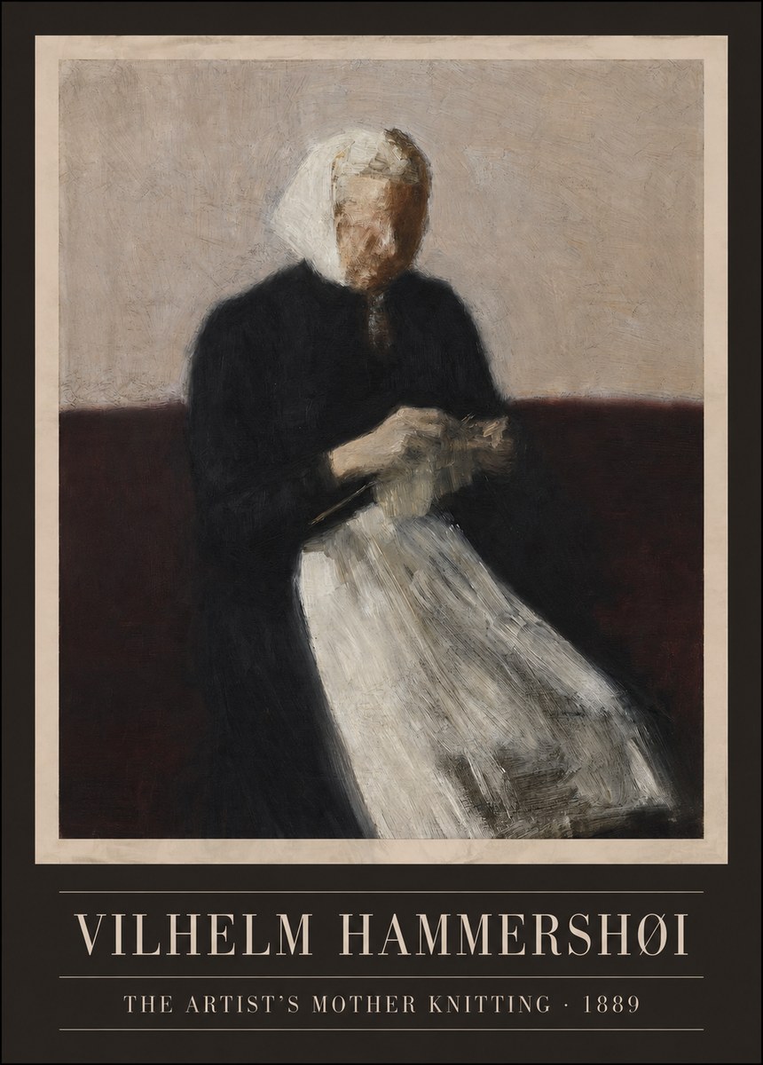 Vilhelm Hammershøi The Artist's Mother Knitting No3 - Póster